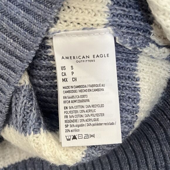 American Eagle Collared Sweater Small Striped Beachy Tenniscore Preppy Coastal - Picture 8 of 11
